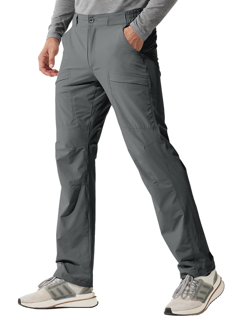 FREE SOLDIER Men's Outdoor Cargo Hiking Pants with Belt Lightweight Waterproof Quick Dry Tactical Pants Nylon Spandex (Dark Gray 36W/32L) - Image 1